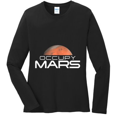 Occupy Mars Colonize Space Ladies Long Sleeve Shirt