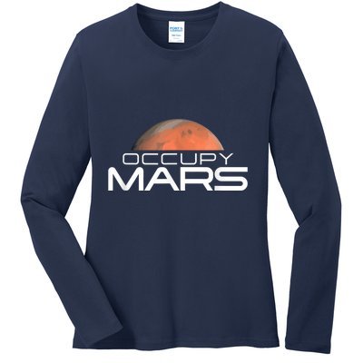 Occupy Mars Colonize Space Ladies Long Sleeve Shirt