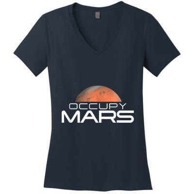 Occupy Mars Colonize Space Women's V-Neck T-Shirt