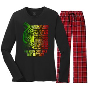 One Month Cant Hold Out History African American Pride Women's Long Sleeve Flannel Pajama Set 