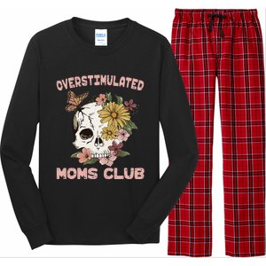 Overstimulated Moms Club Cute Skull MotherS Day Groovy Mama Long Sleeve Pajama Set