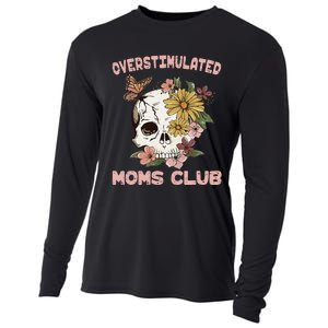 Overstimulated Moms Club Cute Skull MotherS Day Groovy Mama Cooling Performance Long Sleeve Crew