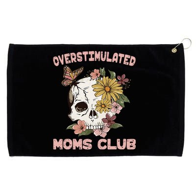 Overstimulated Moms Club Cute Skull MotherS Day Groovy Mama Grommeted Golf Towel