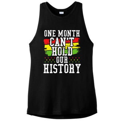 One Month Cant Hold Our History African Pride Apparel Ladies PosiCharge Tri-Blend Wicking Tank