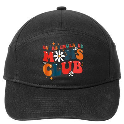 Overstimulated Moms Club Groovy Funny Trendy Words 7-Panel Snapback Hat