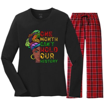 One Month Can't Hold Our History Black History Month Women's Long Sleeve Flannel Pajama Set 