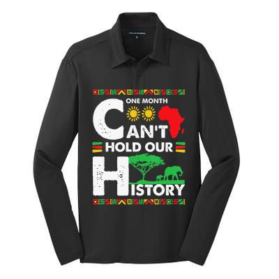 One Month Cant Hold Our History Black History BLM Melanin Silk Touch Performance Long Sleeve Polo