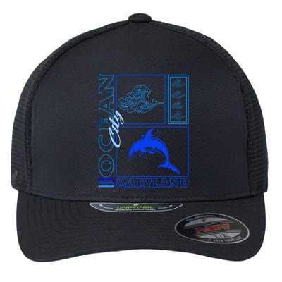 Ocean Maryland City Vacation Dolphin Beach Fishing Family Cute Gift Flexfit Unipanel Trucker Cap