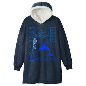 Ocean Maryland City Vacation Dolphin Beach Fishing Family Cute Gift Hooded Wearable Blanket