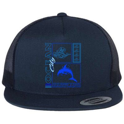 Ocean Maryland City Vacation Dolphin Beach Fishing Family Cute Gift Flat Bill Trucker Hat