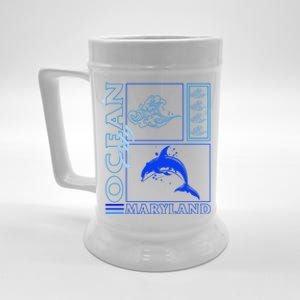 Ocean Maryland City Vacation Dolphin Beach Fishing Family Cute Gift Beer Stein