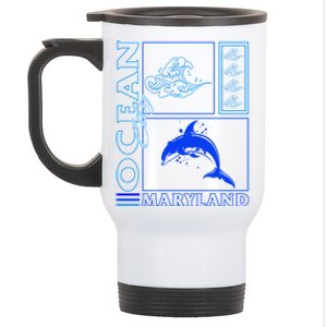 Ocean Maryland City Vacation Dolphin Beach Fishing Family Cute Gift Stainless Steel Travel Mug