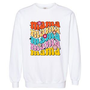 Overstimulated Moms Club Retro Flower Anxiety Therapy Garment-Dyed Sweatshirt