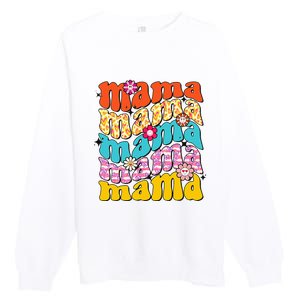 Overstimulated Moms Club Retro Flower Anxiety Therapy Premium Crewneck Sweatshirt