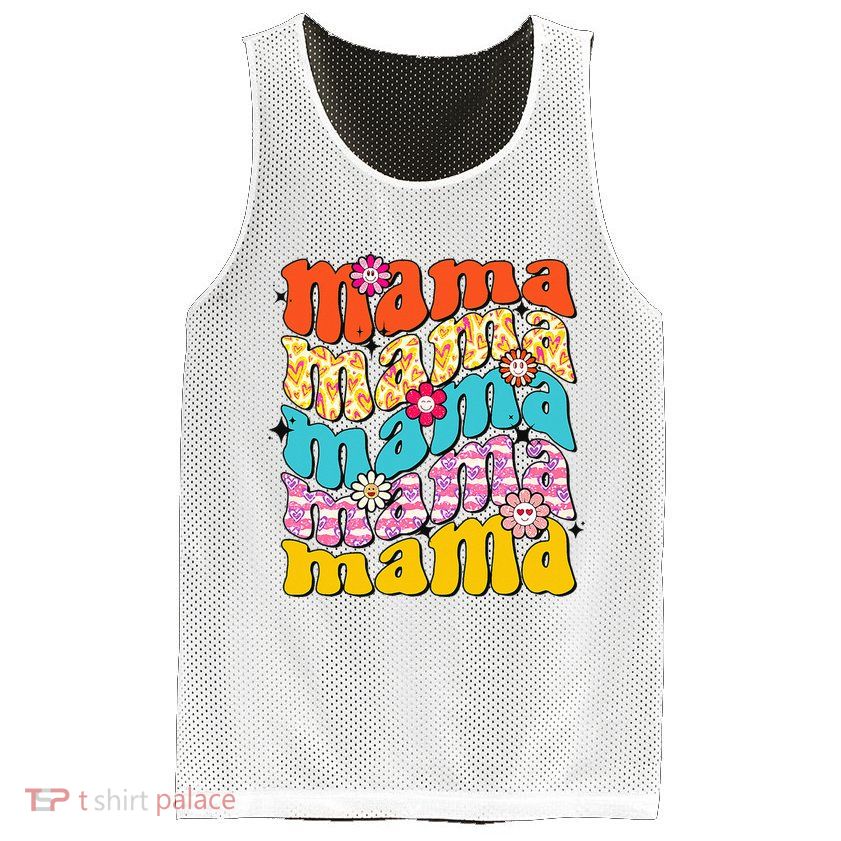 Overstimulated Moms Club Retro Flower Anxiety Therapy Mesh Reversible Basketball Jersey Tank