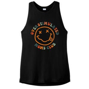 Overstimulated Moms Club Retro Groovy On Back Ladies PosiCharge Tri-Blend Wicking Tank