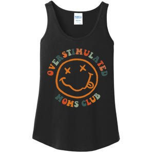 Overstimulated Moms Club Retro Groovy On Back Ladies Essential Tank