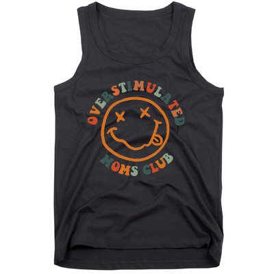 Overstimulated Moms Club Retro Groovy On Back Tank Top