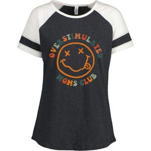 Overstimulated Moms Club Retro Groovy On Back Enza Ladies Jersey Colorblock Tee