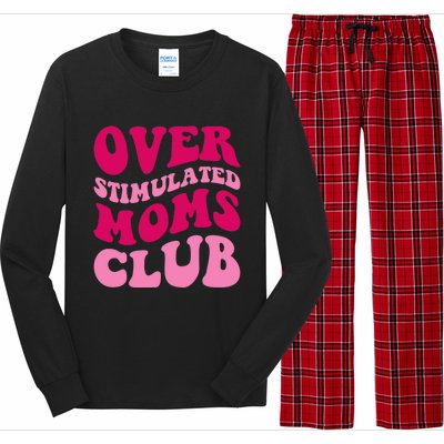 Overstimulated Moms Club Funny Saying Groovy Wo Long Sleeve Pajama Set