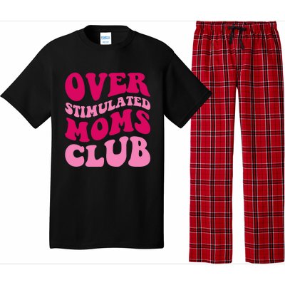 Overstimulated Moms Club Funny Saying Groovy Wo Pajama Set