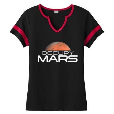 Occupy Mars Colonize Space Ladies Halftime Notch Neck Tee