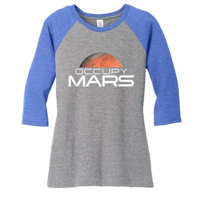 Occupy Mars Colonize Space Women's Tri-Blend 3/4-Sleeve Raglan Shirt