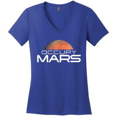 Occupy Mars Colonize Space Women's V-Neck T-Shirt