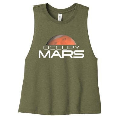 Occupy Mars Colonize Space Women's Racerback Cropped Tank