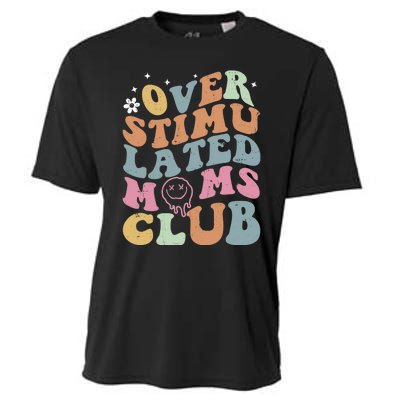 Overstimulated Moms Club Funny Saying Groovy Wo Cooling Performance Crew T-Shirt