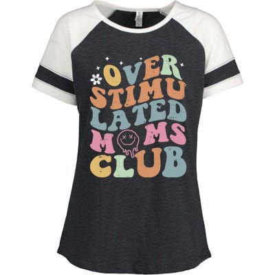 Overstimulated Moms Club Funny Saying Groovy Wo Enza Ladies Jersey Colorblock Tee