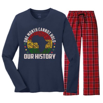 One Month Cannot Hold Our History Black History Month Women's Long Sleeve Flannel Pajama Set 