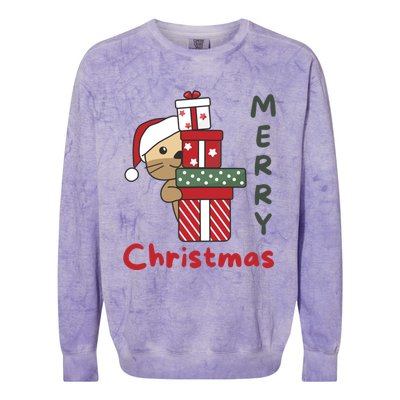 Otter Merry Christmas Festive Season Otter Gift Colorblast Crewneck Sweatshirt