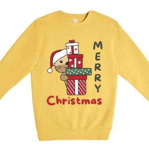 Otter Merry Christmas Festive Season Otter Gift Premium Crewneck Sweatshirt