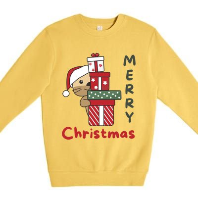 Otter Merry Christmas Festive Season Otter Gift Premium Crewneck Sweatshirt