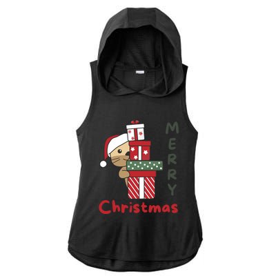 Otter Merry Christmas Festive Season Otter Gift Ladies PosiCharge Tri-Blend Wicking Draft Hoodie Tank