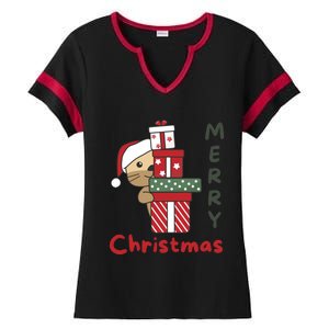 Otter Merry Christmas Festive Season Otter Gift Ladies Halftime Notch Neck Tee