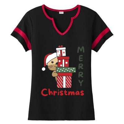 Otter Merry Christmas Festive Season Otter Gift Ladies Halftime Notch Neck Tee