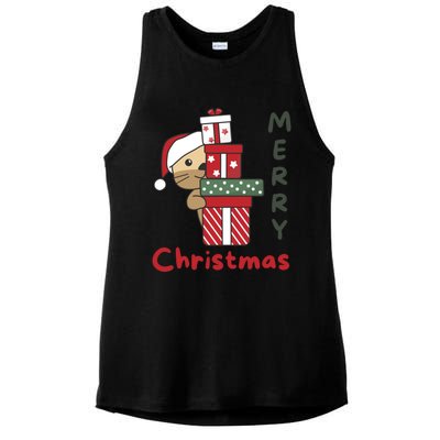 Otter Merry Christmas Festive Season Otter Gift Ladies PosiCharge Tri-Blend Wicking Tank