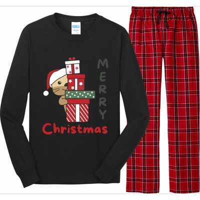 Otter Merry Christmas Festive Season Otter Gift Long Sleeve Pajama Set