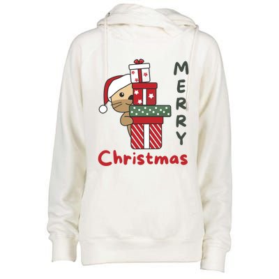 Otter Merry Christmas Festive Season Otter Gift Womens Funnel Neck Pullover Hood