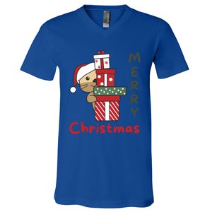 Otter Merry Christmas Festive Season Otter Gift V-Neck T-Shirt