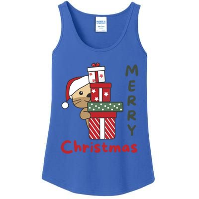 Otter Merry Christmas Festive Season Otter Gift Ladies Essential Tank