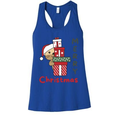 Otter Merry Christmas Festive Season Otter Gift Women's Racerback Tank