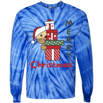 Otter Merry Christmas Festive Season Otter Gift Tie-Dye Long Sleeve Shirt