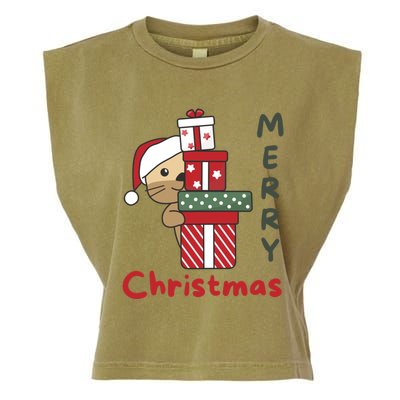 Otter Merry Christmas Festive Season Otter Gift Garment-Dyed Women's Muscle Tee