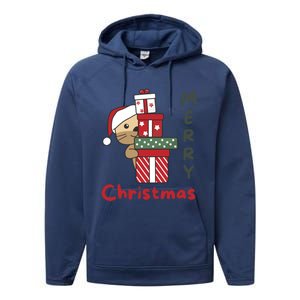 Otter Merry Christmas Festive Season Otter Gift Performance Fleece Hoodie