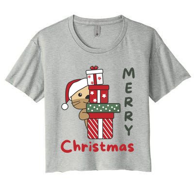 Otter Merry Christmas Festive Season Otter Gift Women's Crop Top Tee