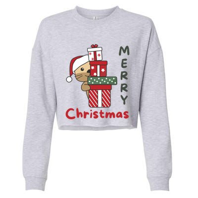 Otter Merry Christmas Festive Season Otter Gift Cropped Pullover Crew