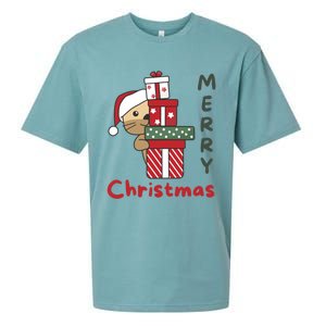 Otter Merry Christmas Festive Season Otter Gift Sueded Cloud Jersey T-Shirt